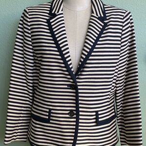 LOFT Navy and White Striped Blazer